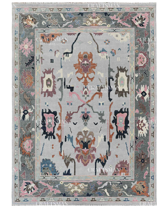 8x10 feet Wool Hand-Knotted Oushak-Inspired Rug | Craftsman Rugs Exclusive