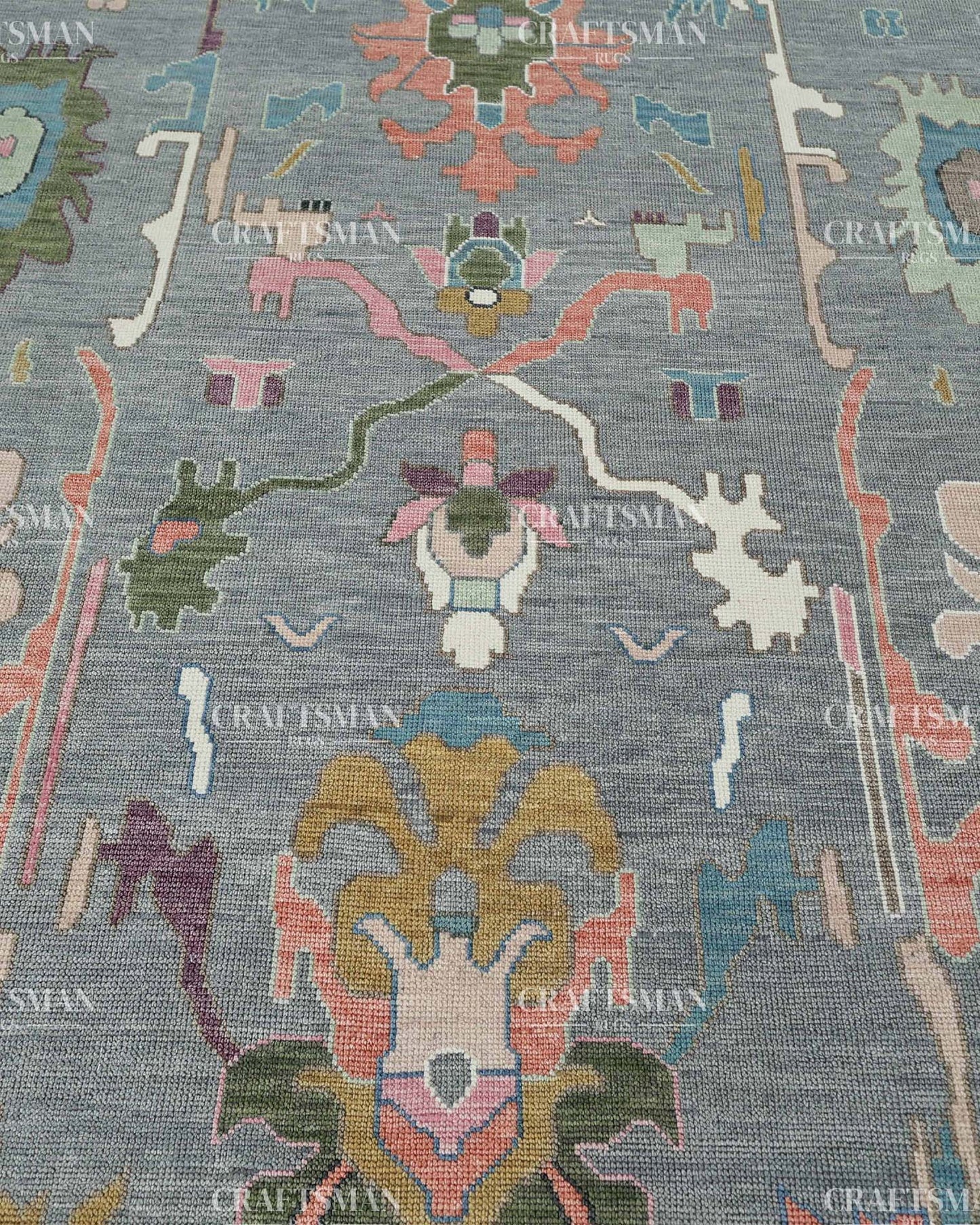 Seljuk Wool Hand-Knotted Oushak-Inspired Rug