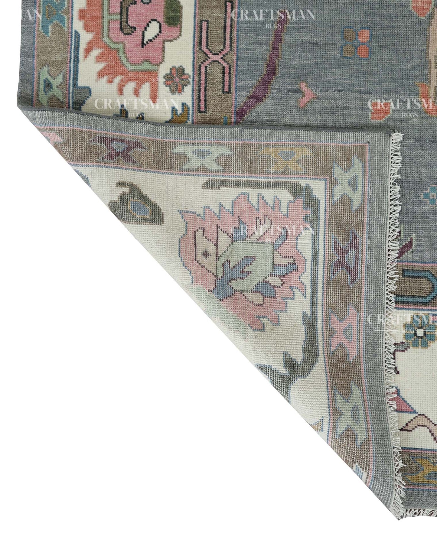 Seljuk Wool Hand-Knotted Oushak-Inspired Rug