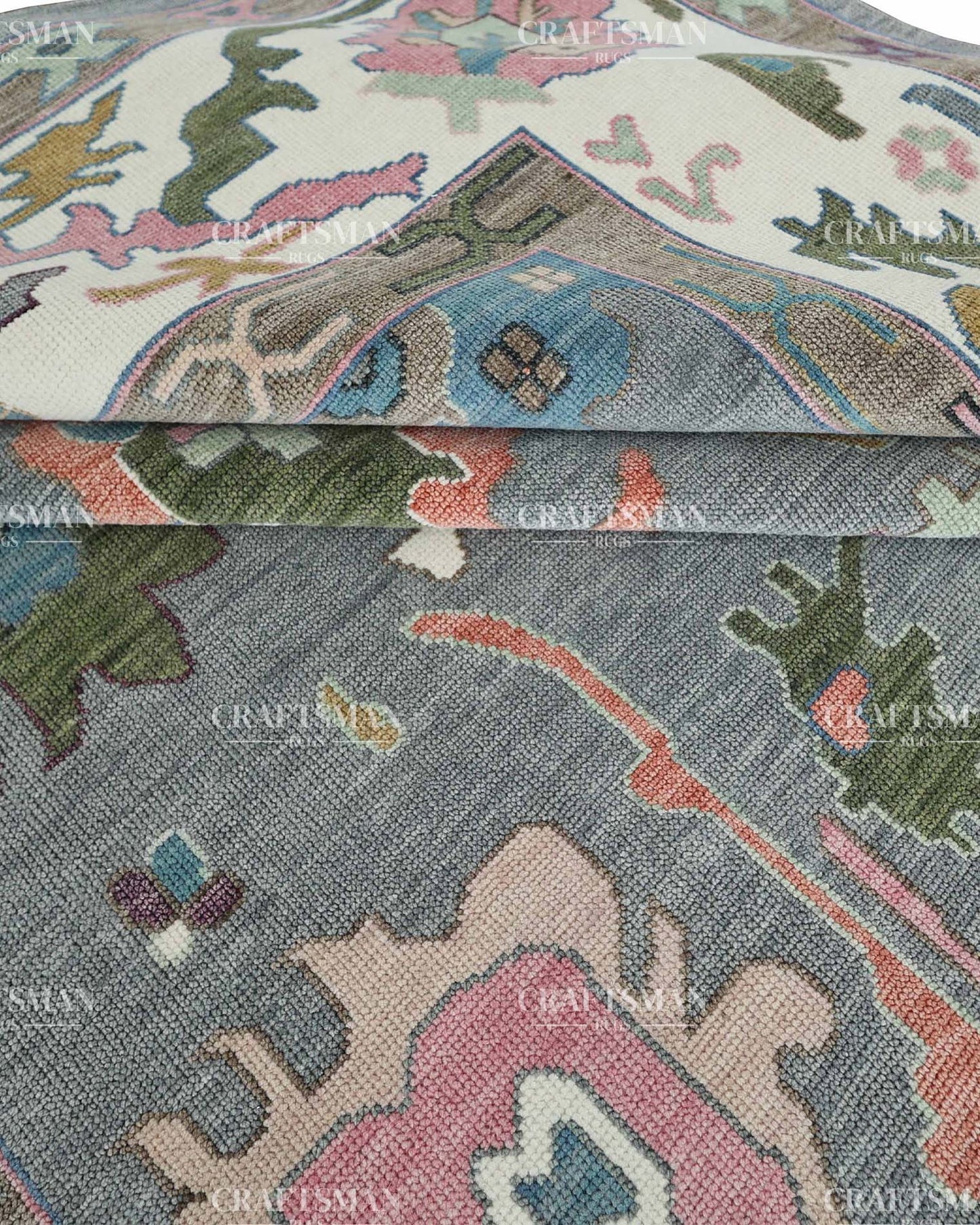 Seljuk Wool Hand-Knotted Oushak-Inspired Rug