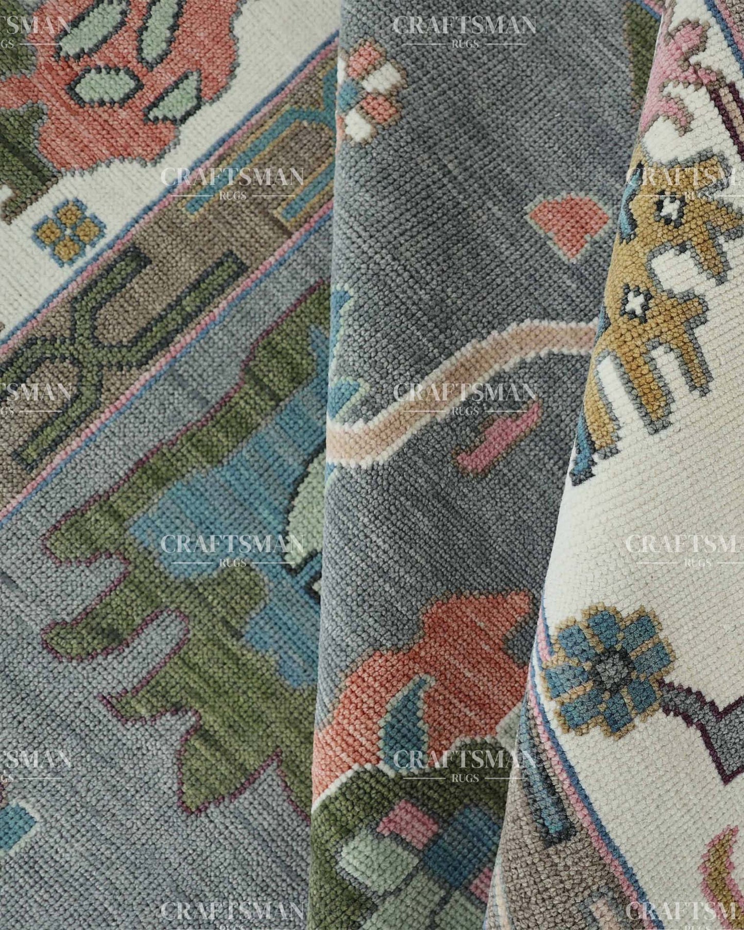 Seljuk Wool Hand-Knotted Oushak-Inspired Rug