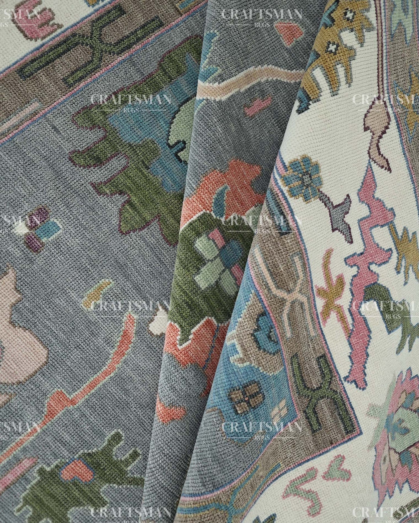 Seljuk Wool Hand-Knotted Oushak-Inspired Rug