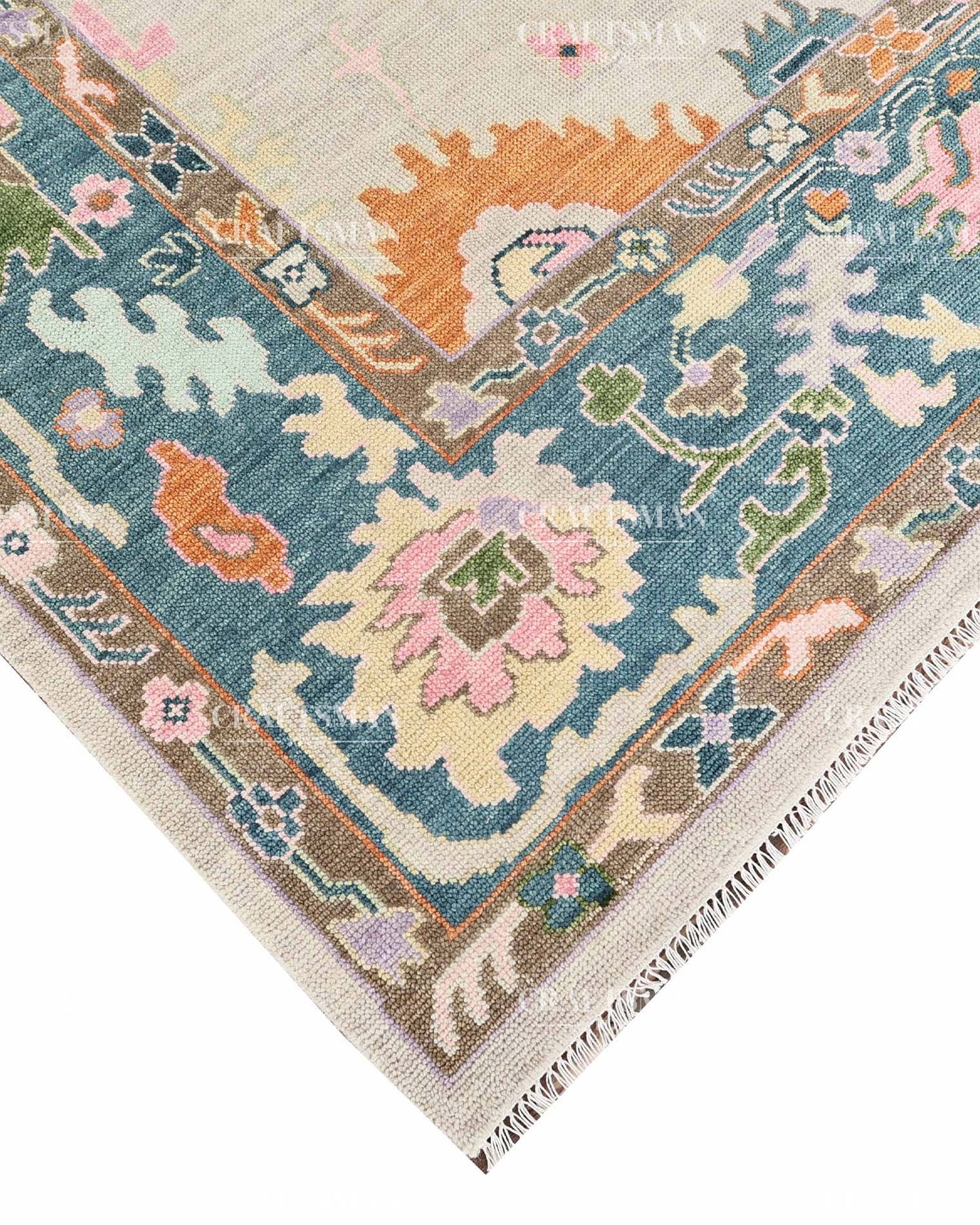 Troya Wool Hand-Knotted Oushak-Inspired Rug