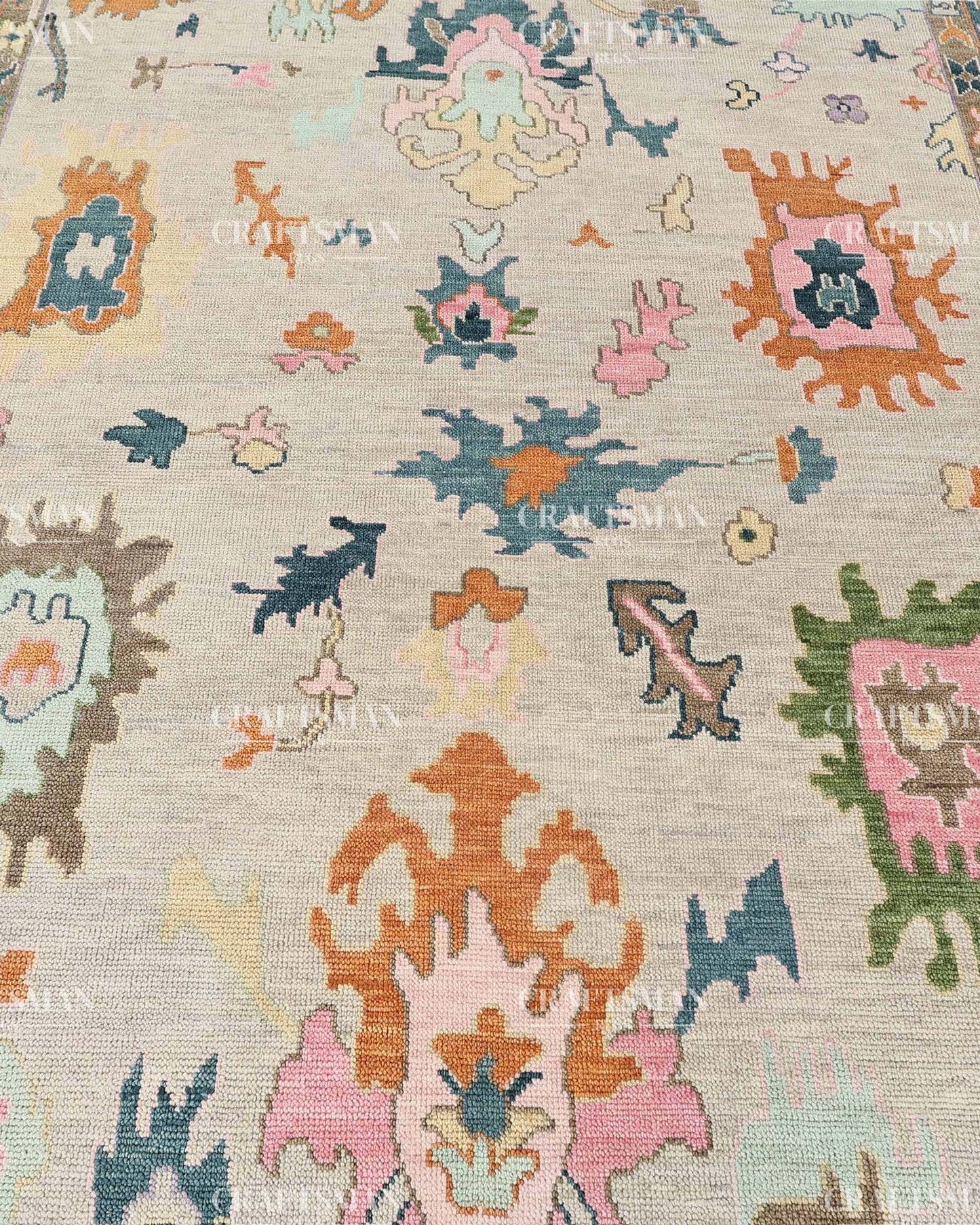 Troya Wool Hand-Knotted Oushak-Inspired Rug