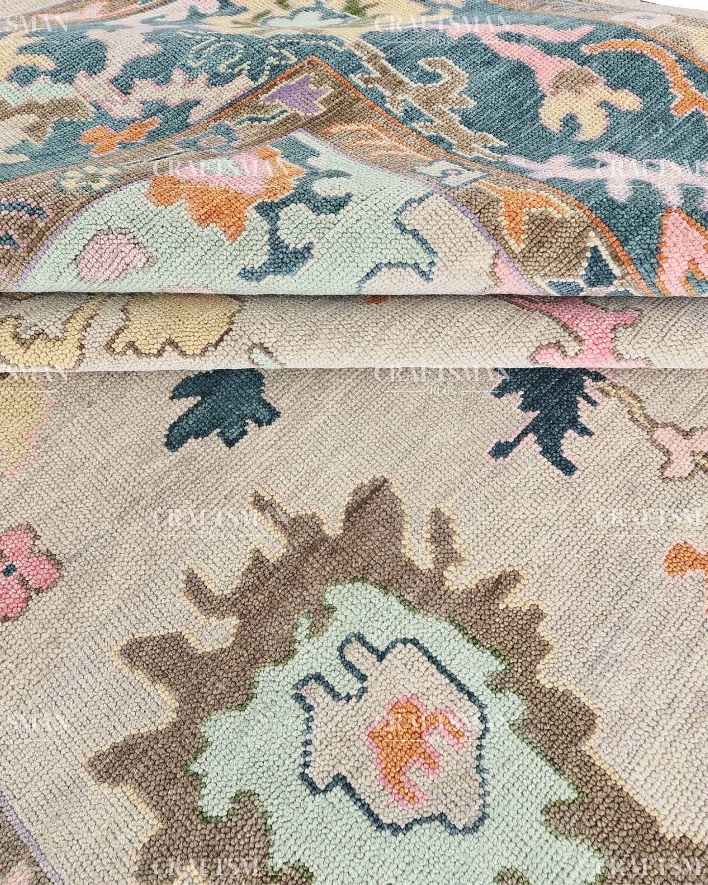 Troya Wool Hand-Knotted Oushak-Inspired Rug