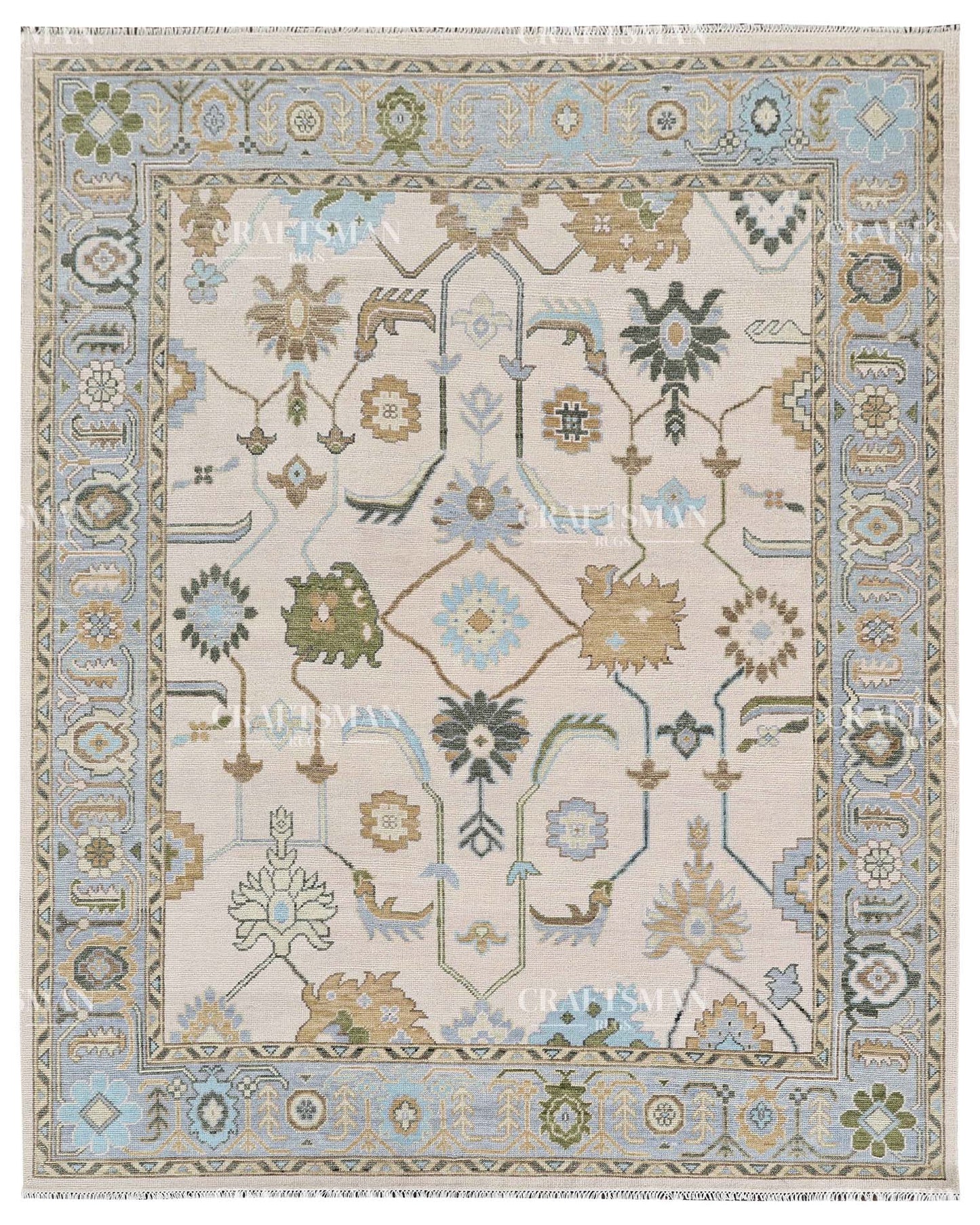 Byzantia Wool Hand-Knotted Oushak-Inspired Rug