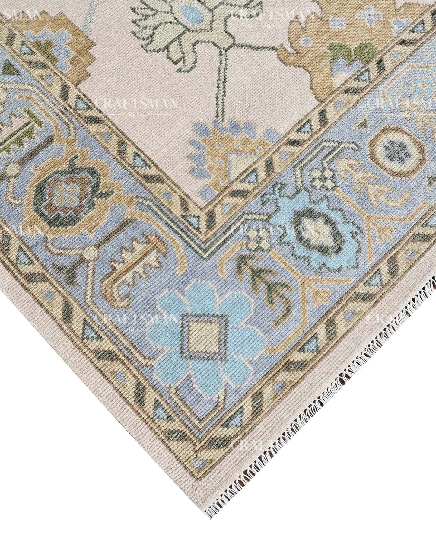 Byzantia Wool Hand-Knotted Oushak-Inspired Rug