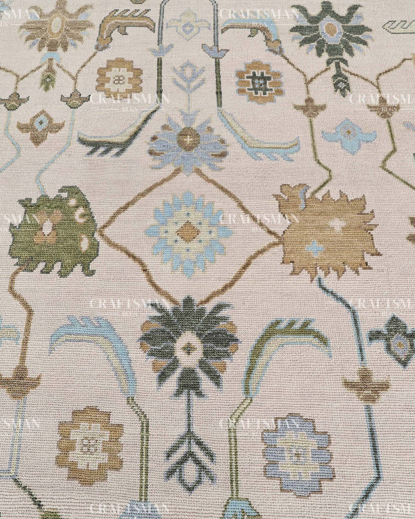 Byzantia Wool Hand-Knotted Oushak-Inspired Rug