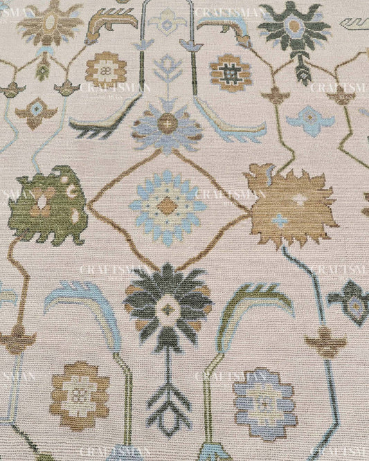 Byzantia Wool Hand-Knotted Oushak-Inspired Rug