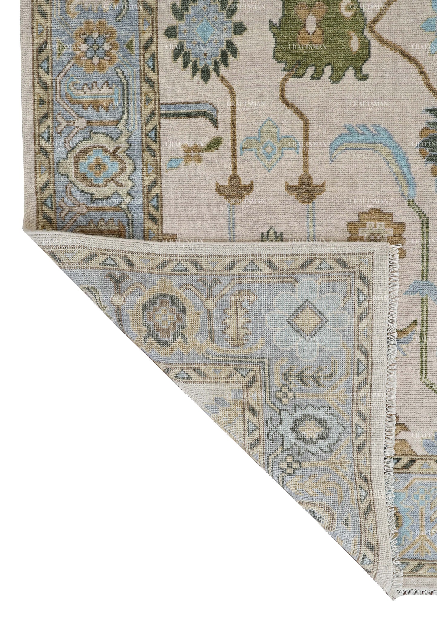 Byzantia Wool Hand-Knotted Oushak-Inspired Rug