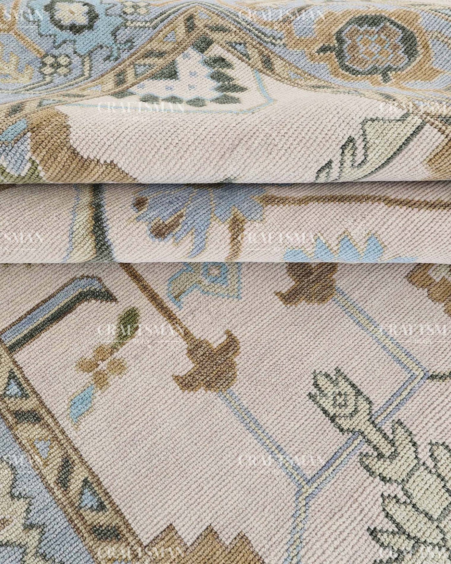 Byzantia Wool Hand-Knotted Oushak-Inspired Rug