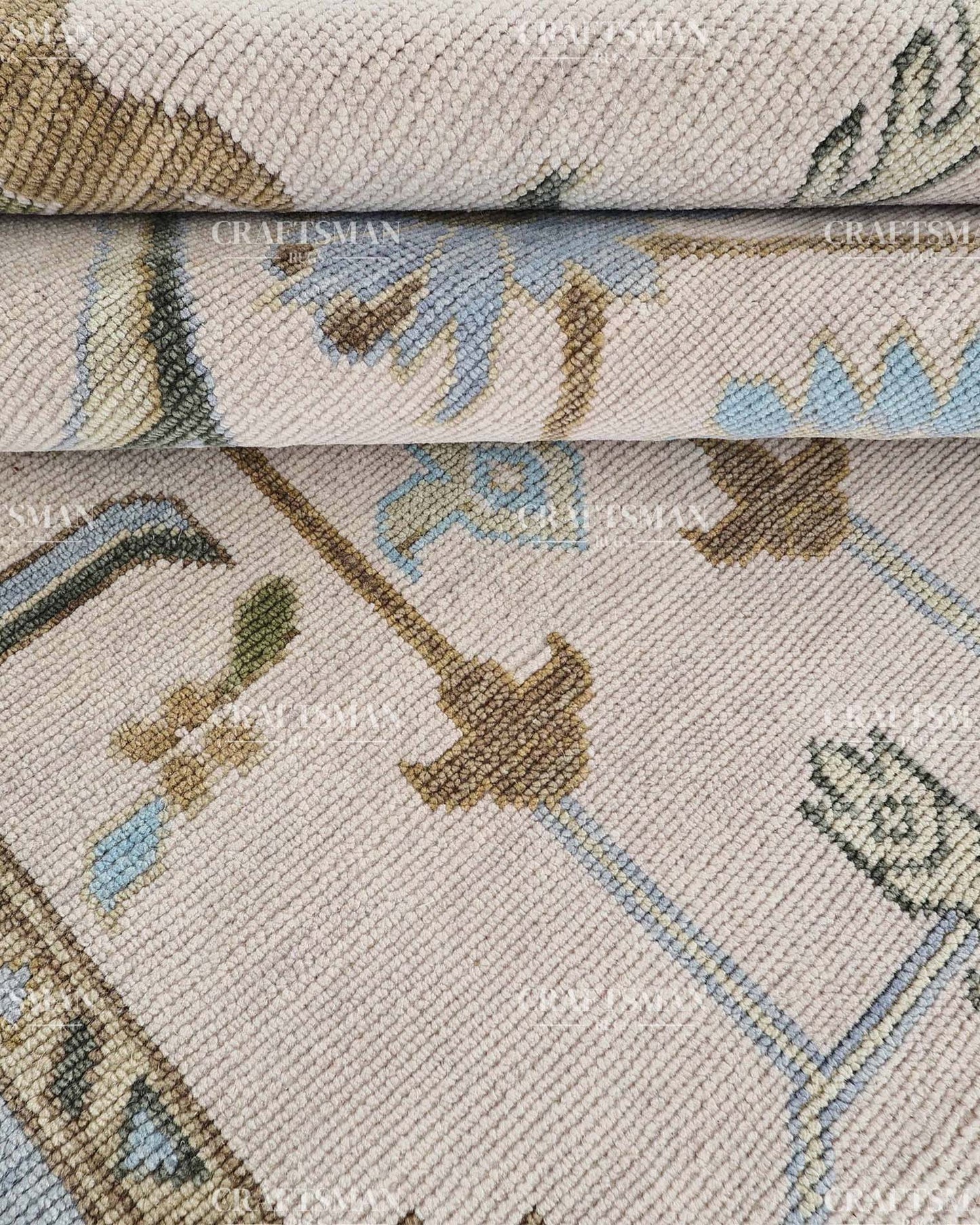 Byzantia Wool Hand-Knotted Oushak-Inspired Rug