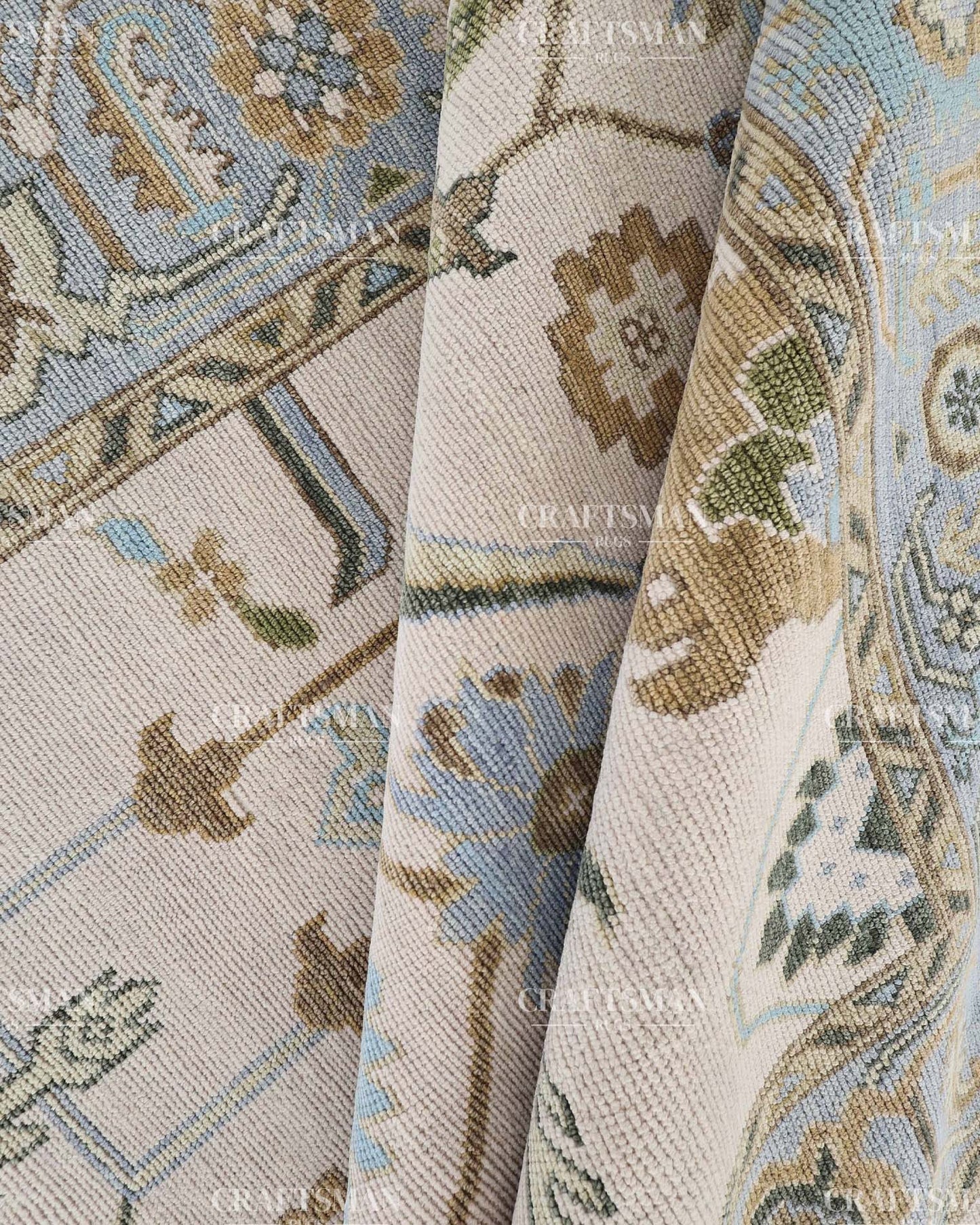 Byzantia Wool Hand-Knotted Oushak-Inspired Rug