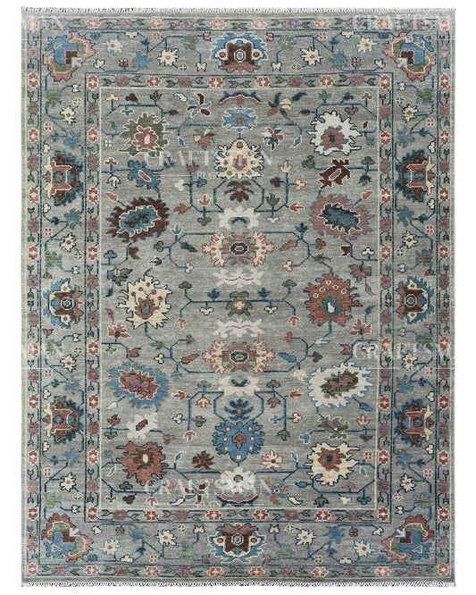 Elvia Wool Hand-Knotted Oushak-Inspired Rug