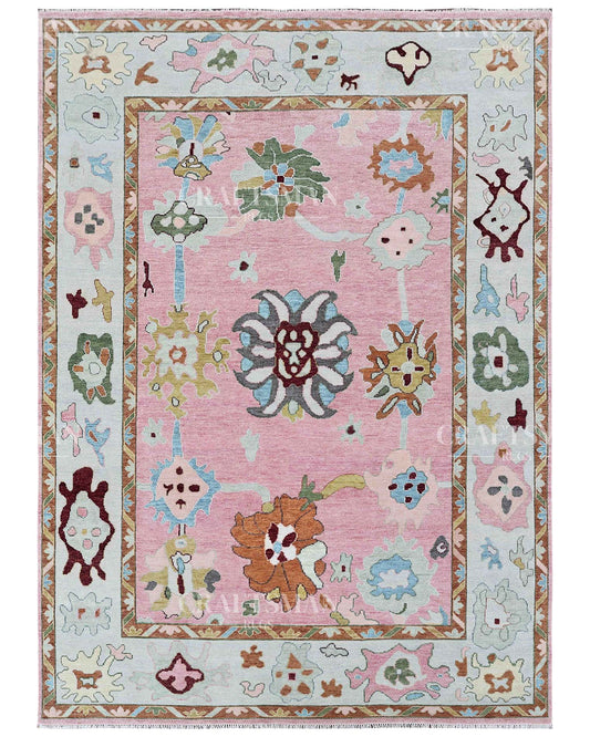 Arvin Wool Hand-Knotted Oushak-Inspired Rug