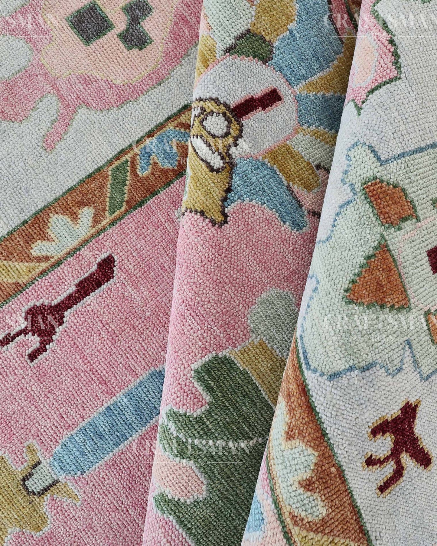 Arvin Wool Hand-Knotted Oushak-Inspired Rug