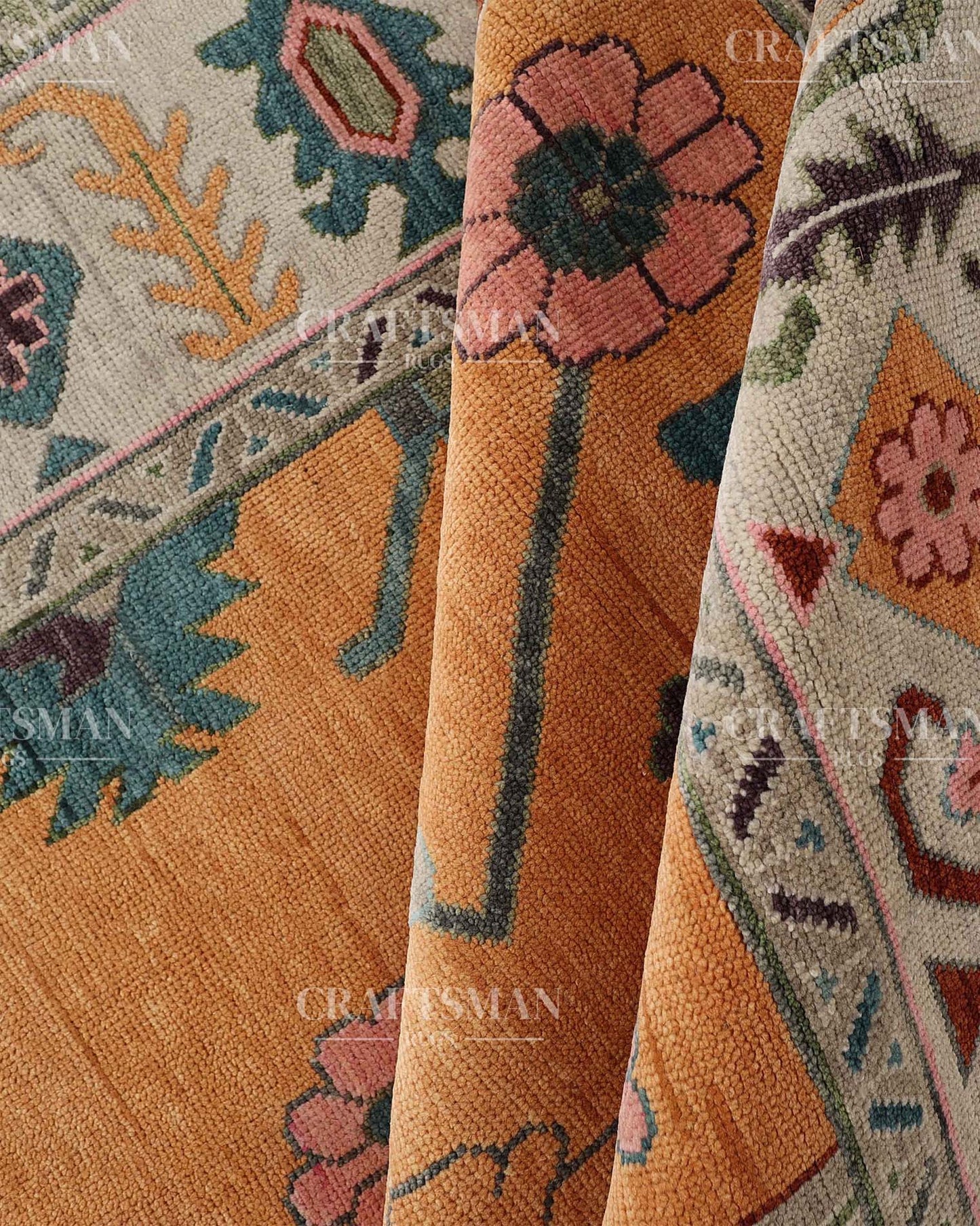 Ferin Wool Hand-Knotted Oushak-Inspired Rug