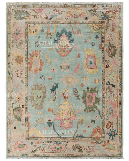 Solra Wool Hand-Knotted Oushak-Inspired Rug