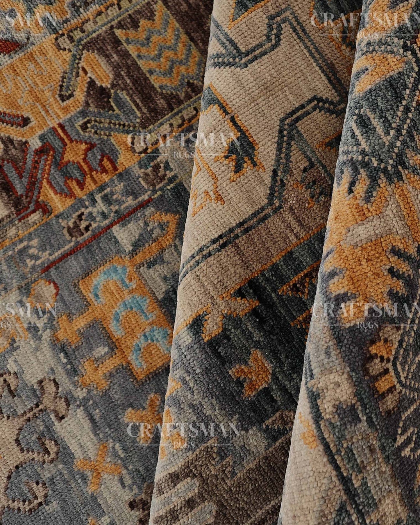 Calrin Wool Hand-Knotted Oushak-Inspired Rug