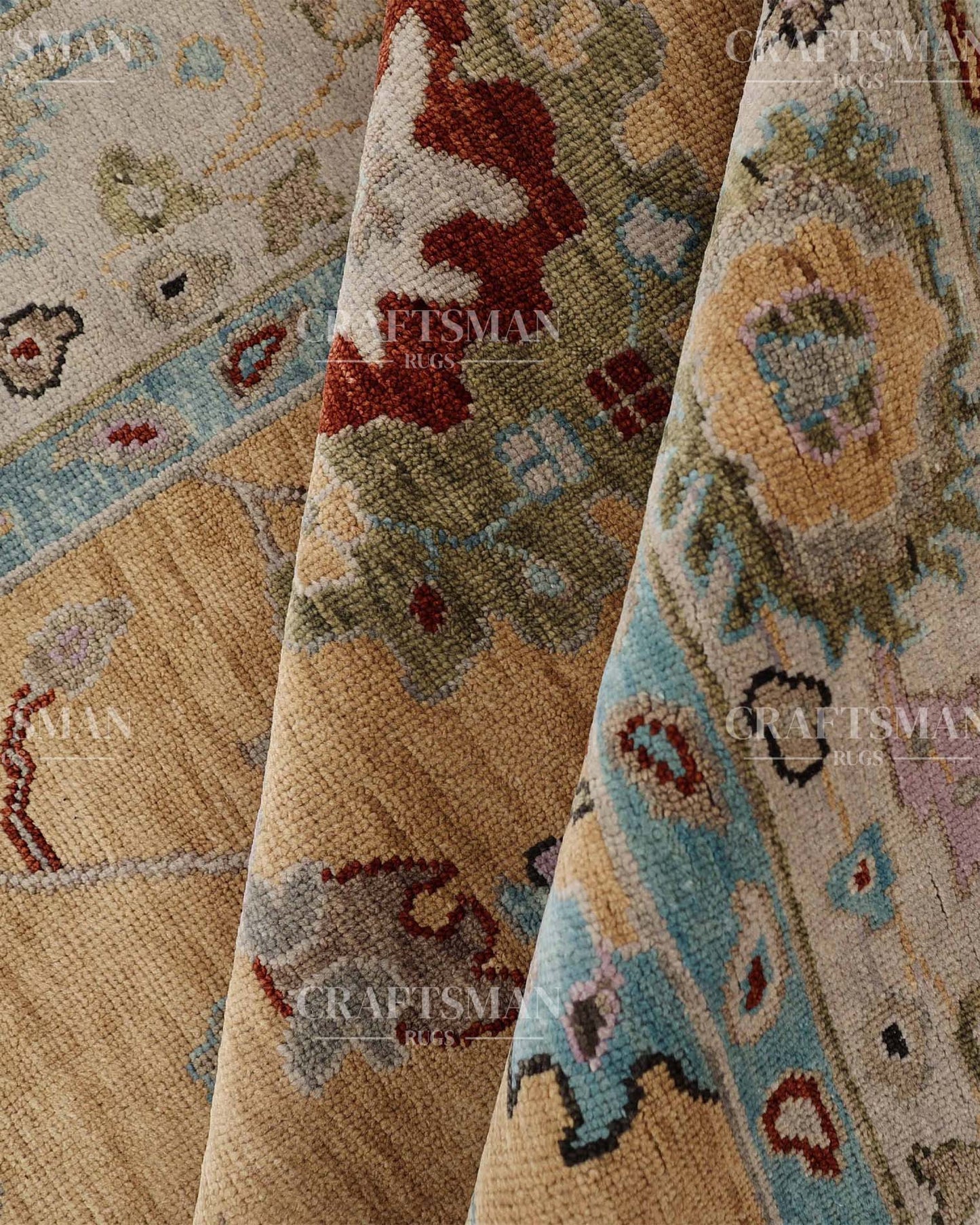 Luvin Wool Hand-Knotted Oushak-Inspired Rug