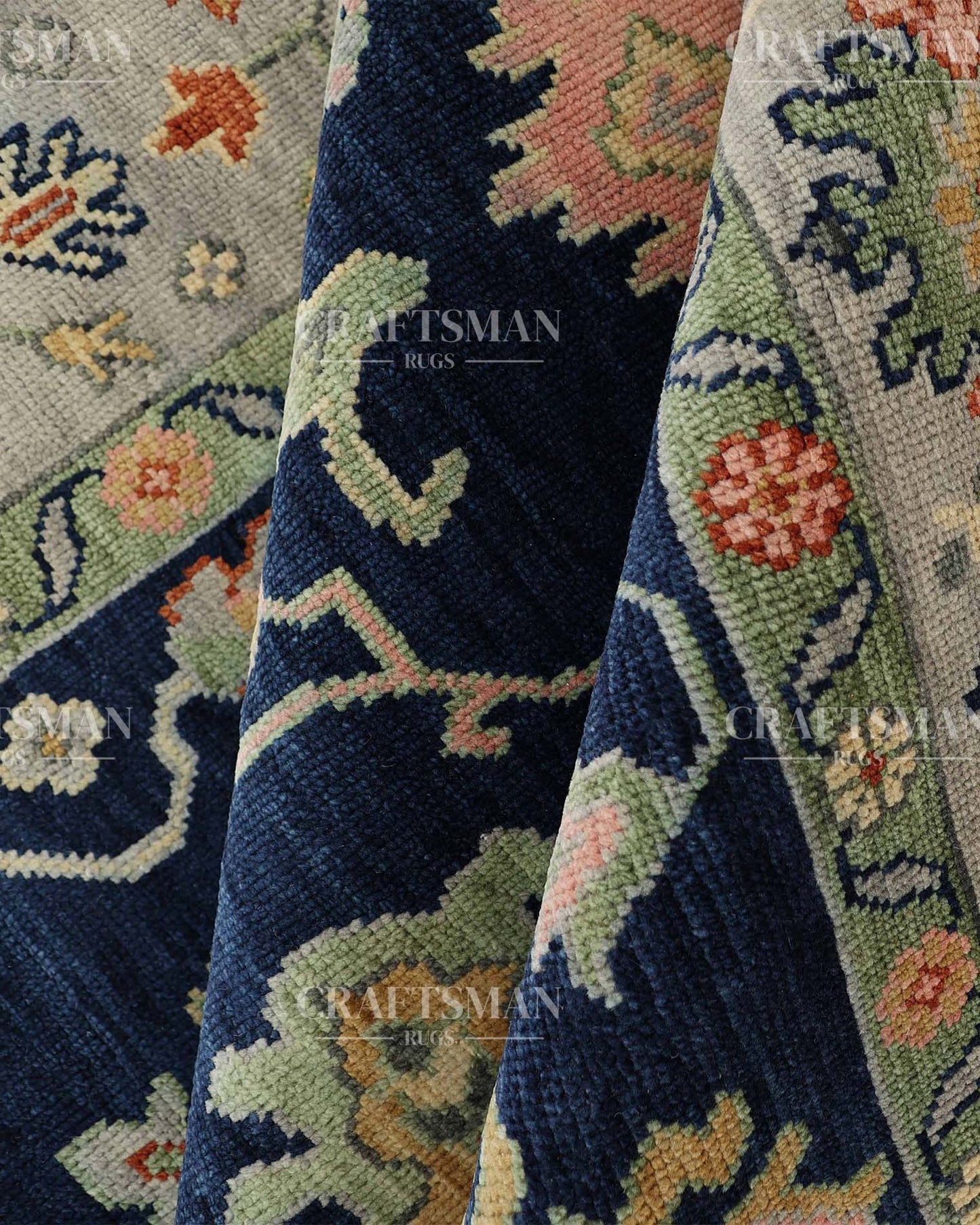 Cyris Wool Hand-Knotted Oushak-Inspired Rug