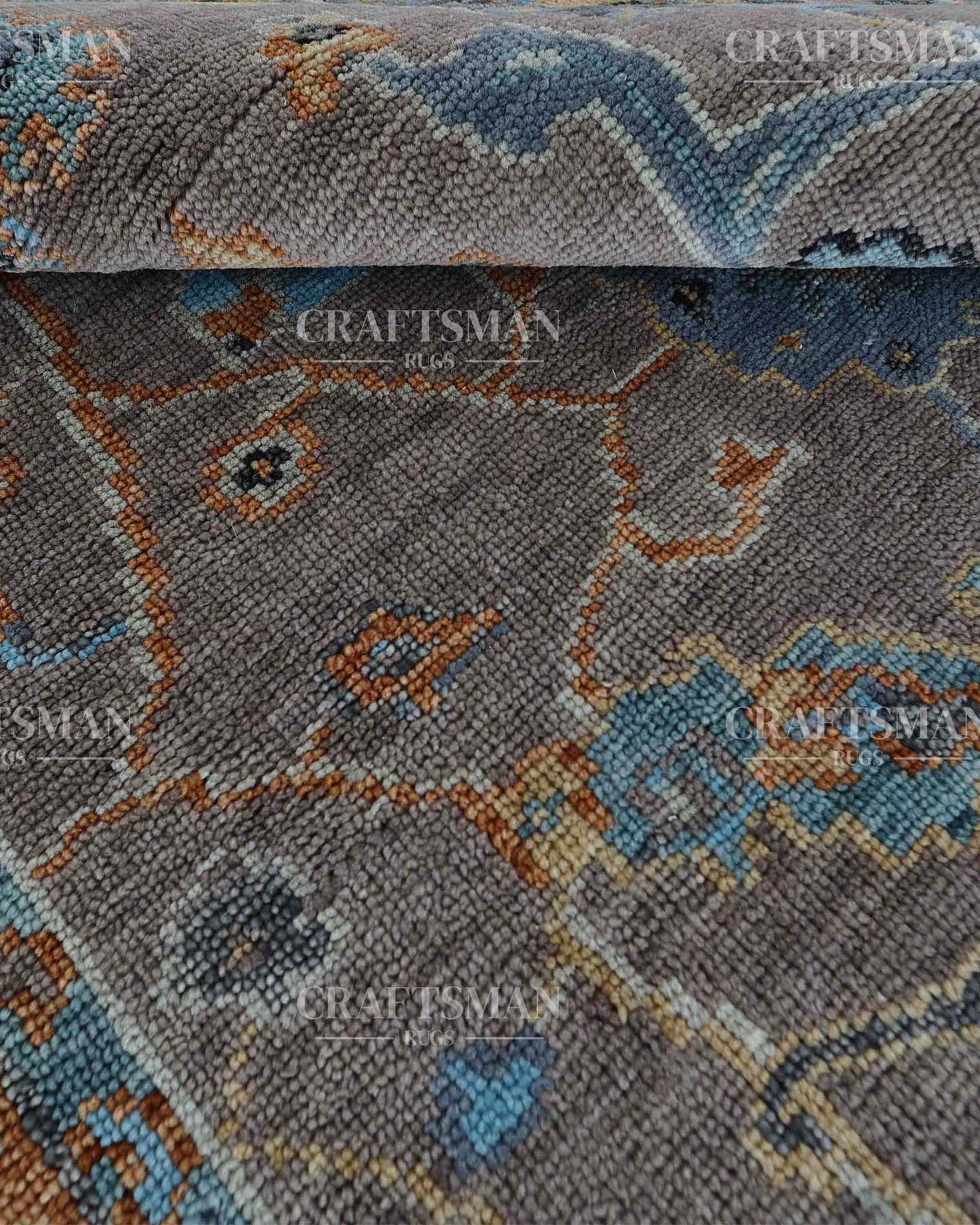 Ruvra Wool Hand-Knotted Oushak-Inspired Rug