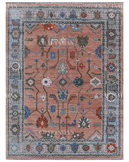 Sylin Wool Hand-Knotted Oushak-Inspired Rug