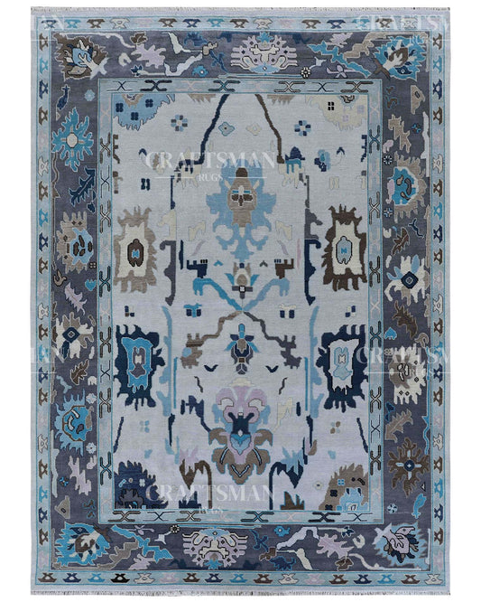Avrod Wool Hand-Knotted Oushak-Inspired Rug