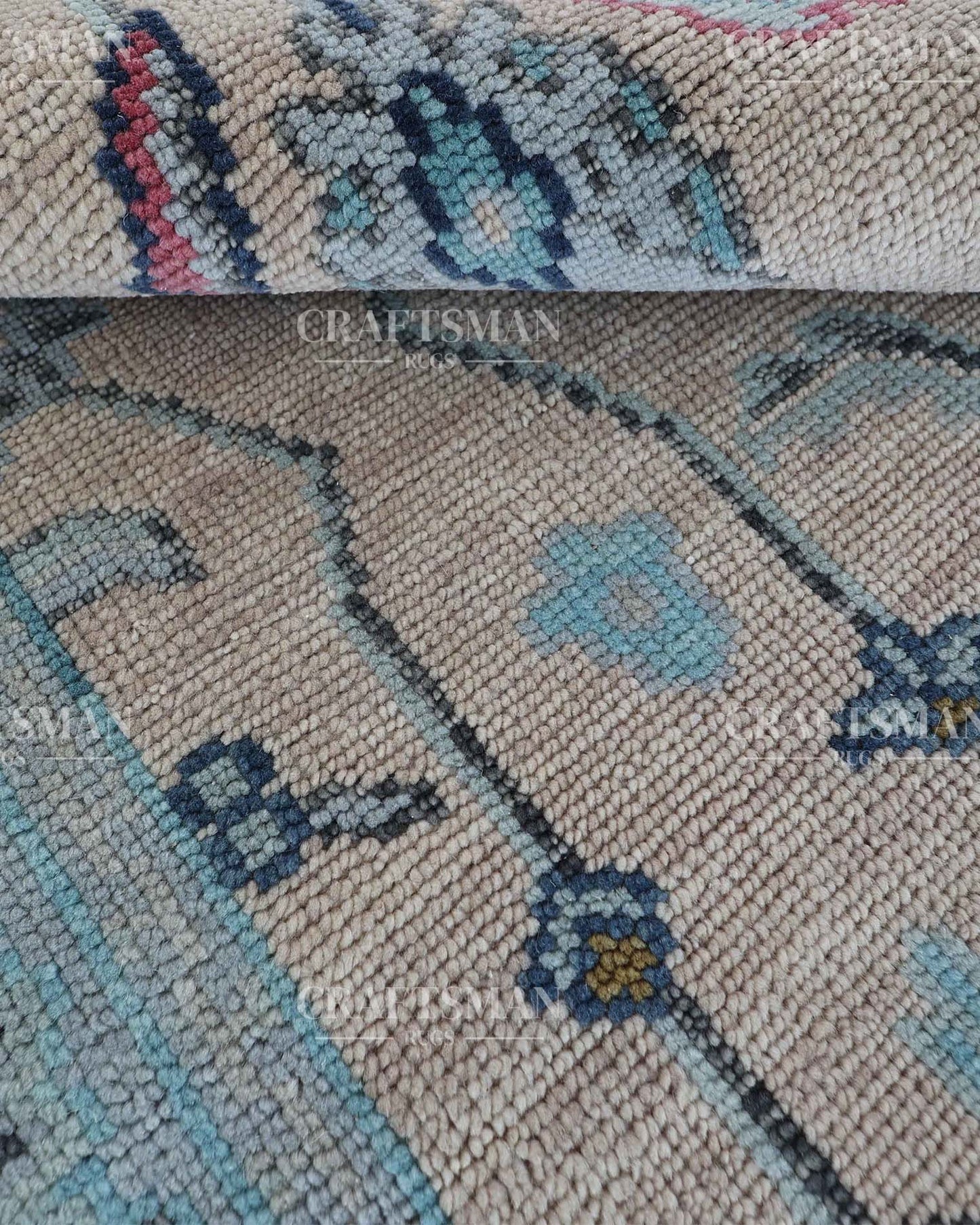 Delros Wool Hand-Knotted Oushak-Inspired Rug