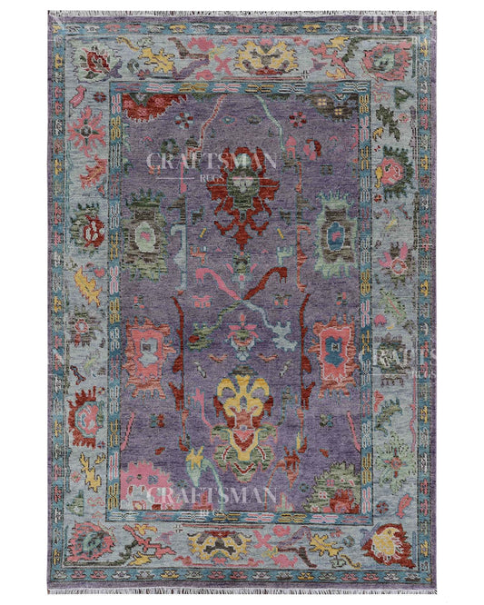 Corlen Wool Hand-Knotted Oushak-Inspired Rug
