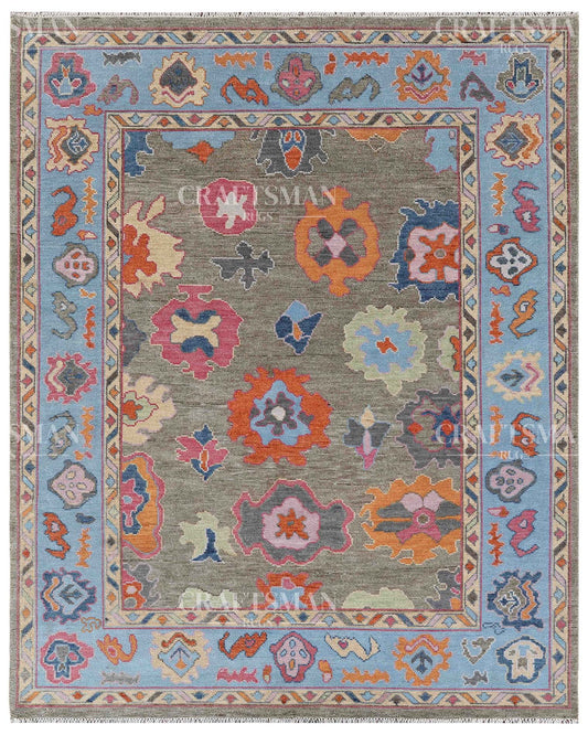 Lirven Wool Hand-Knotted Oushak-Inspired Rug