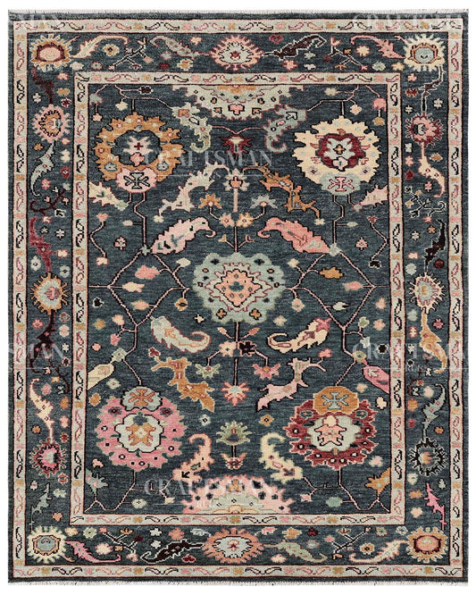Travin Wool Hand-Knotted Oushak-Inspired Rug