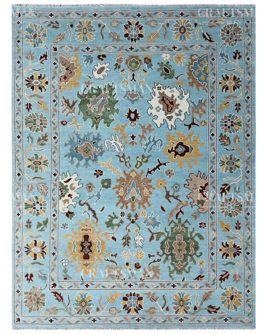 Calven Wool Hand-Knotted Oushak-Inspired Rug