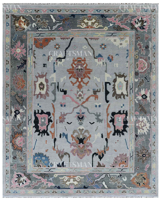 Corven Wool Hand-Knotted Oushak-Inspired Rug