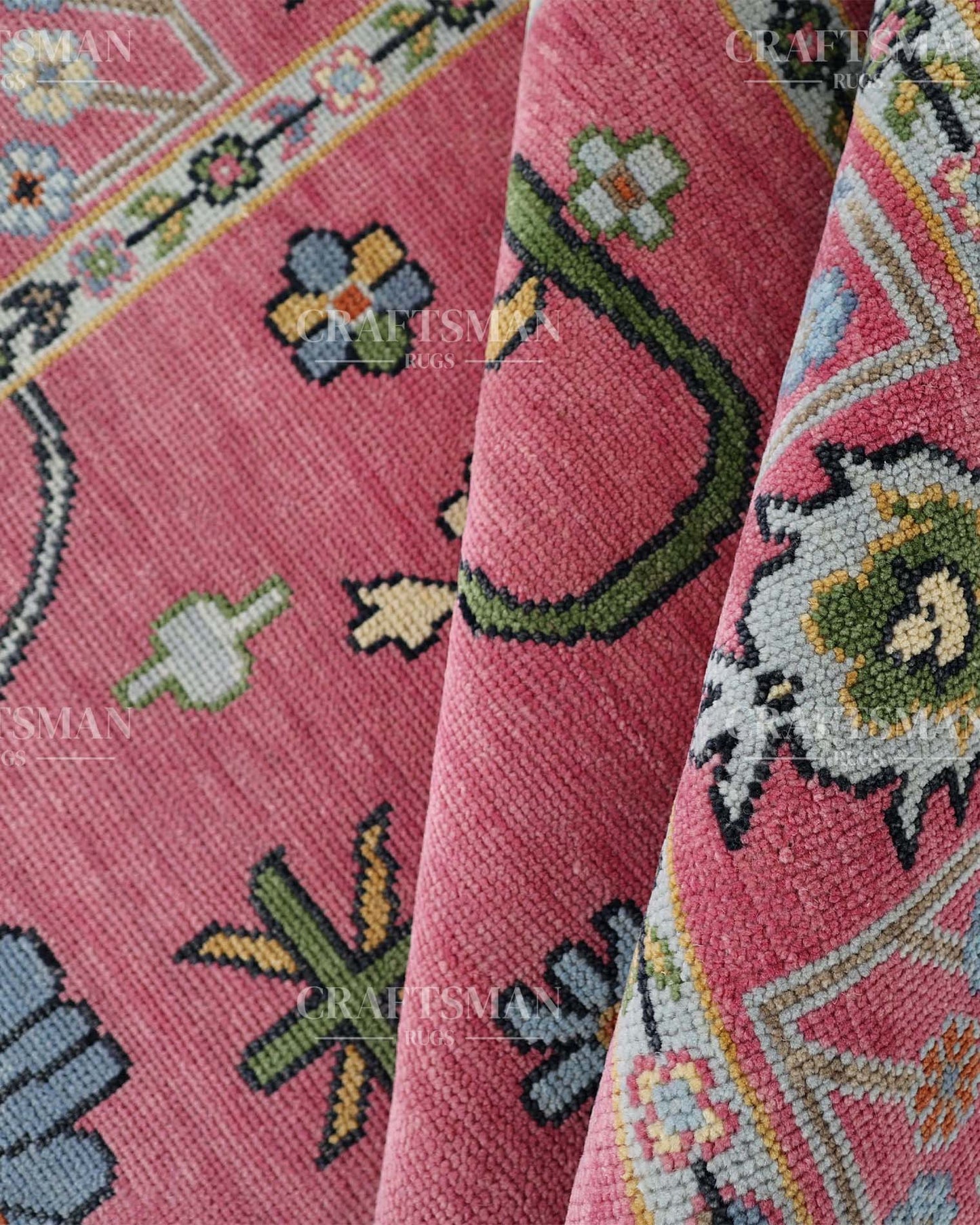 Rovric Wool Hand-Knotted Oushak-Inspired Rug