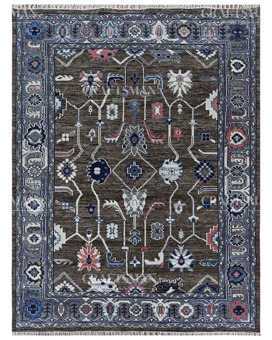 Nolric Wool Hand-Knotted Oushak-Inspired Rug