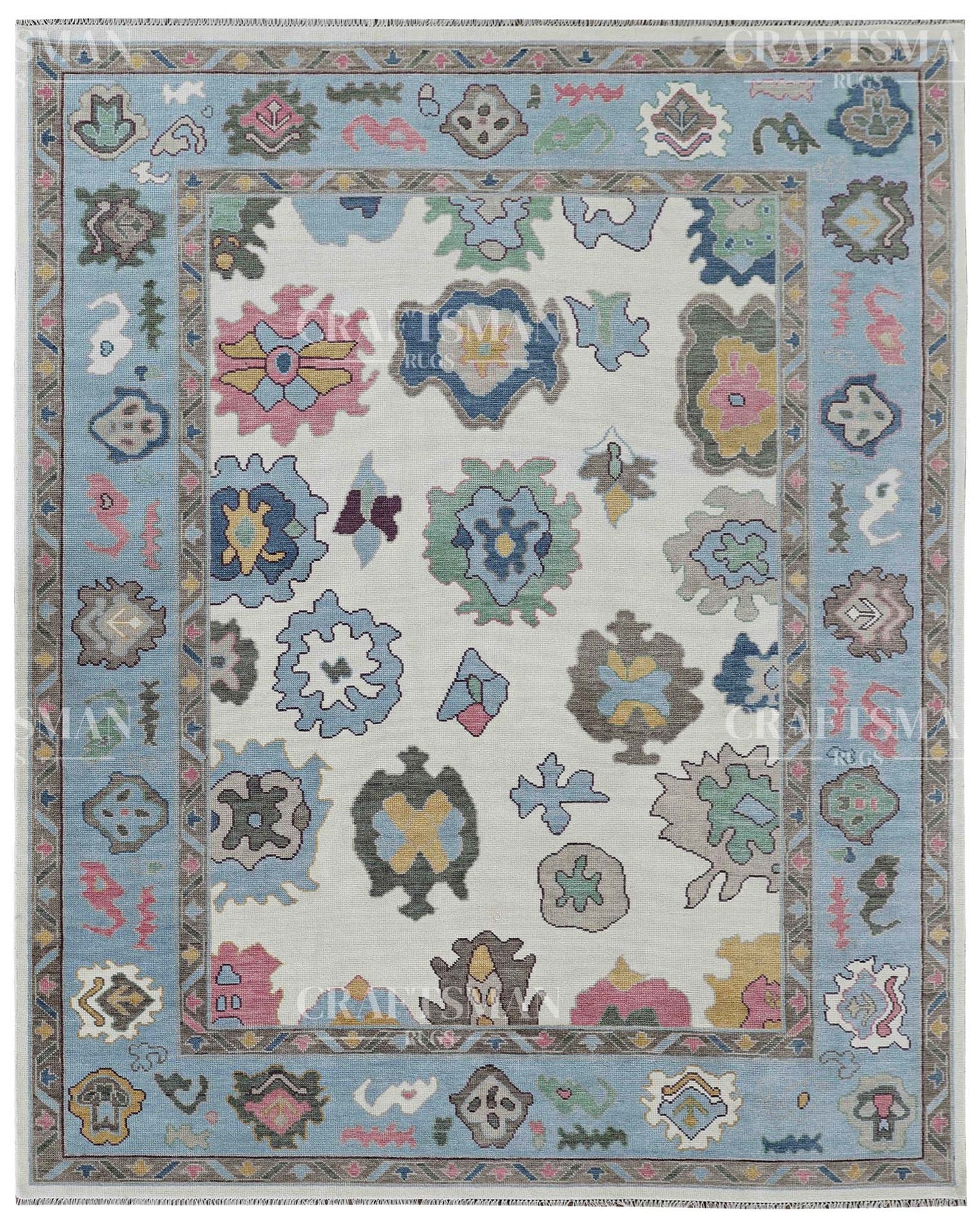 Elvra Wool Hand-Knotted Oushak-Inspired Rug