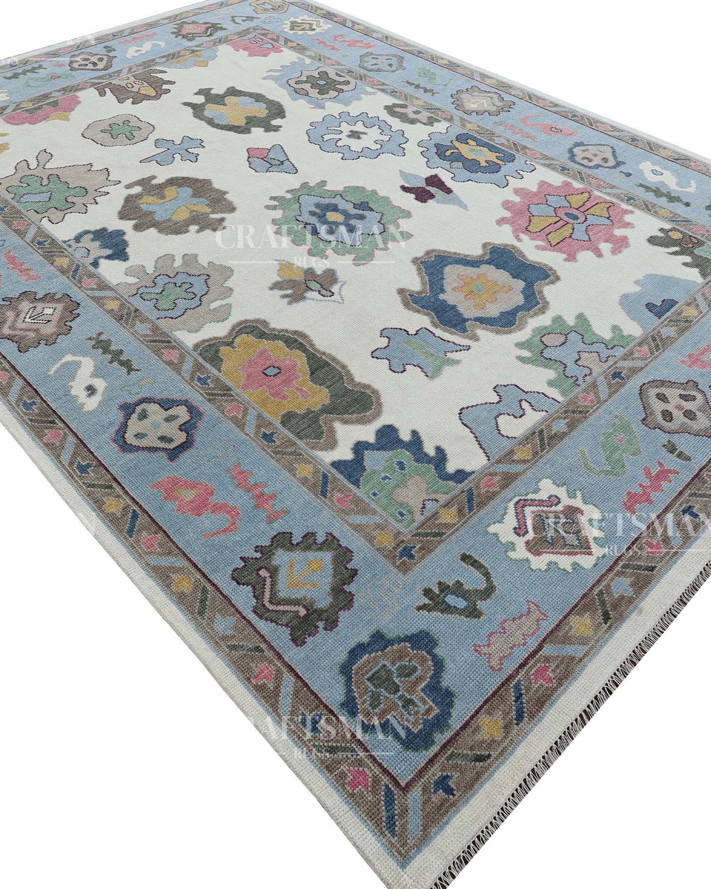 Elvra Wool Hand-Knotted Oushak-Inspired Rug