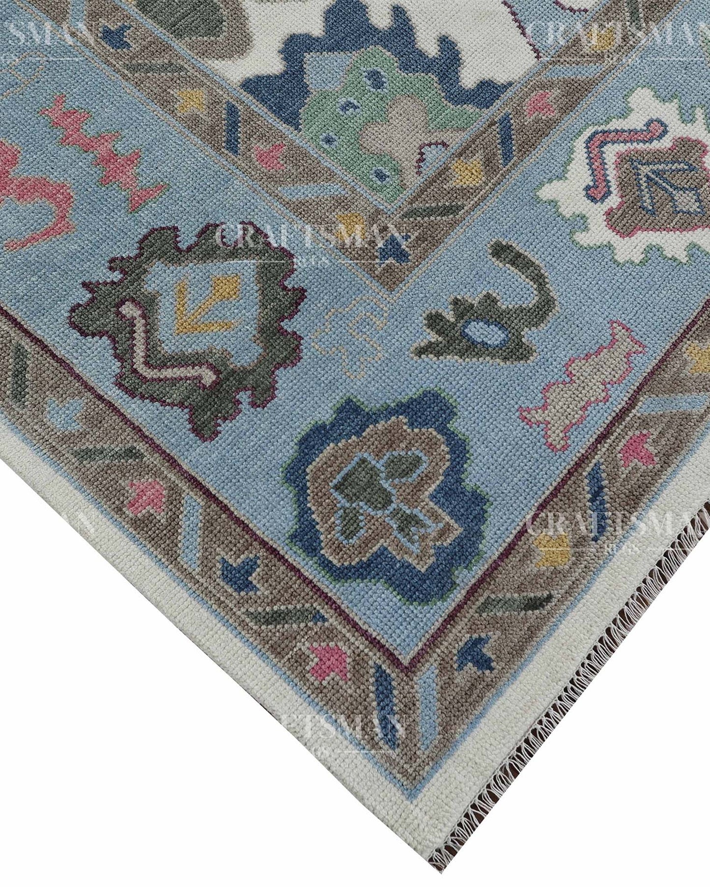 Elvra Wool Hand-Knotted Oushak-Inspired Rug
