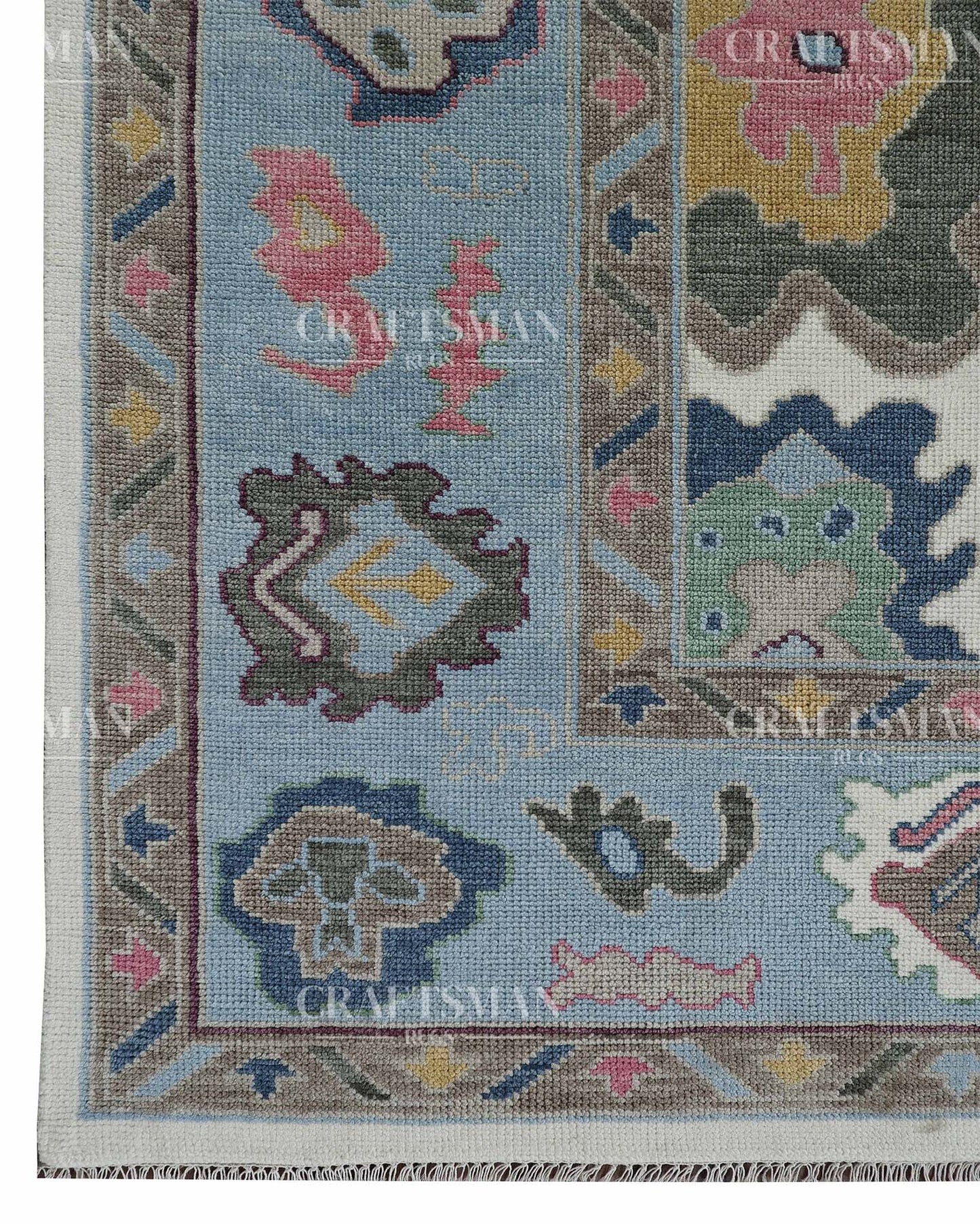 Elvra Wool Hand-Knotted Oushak-Inspired Rug