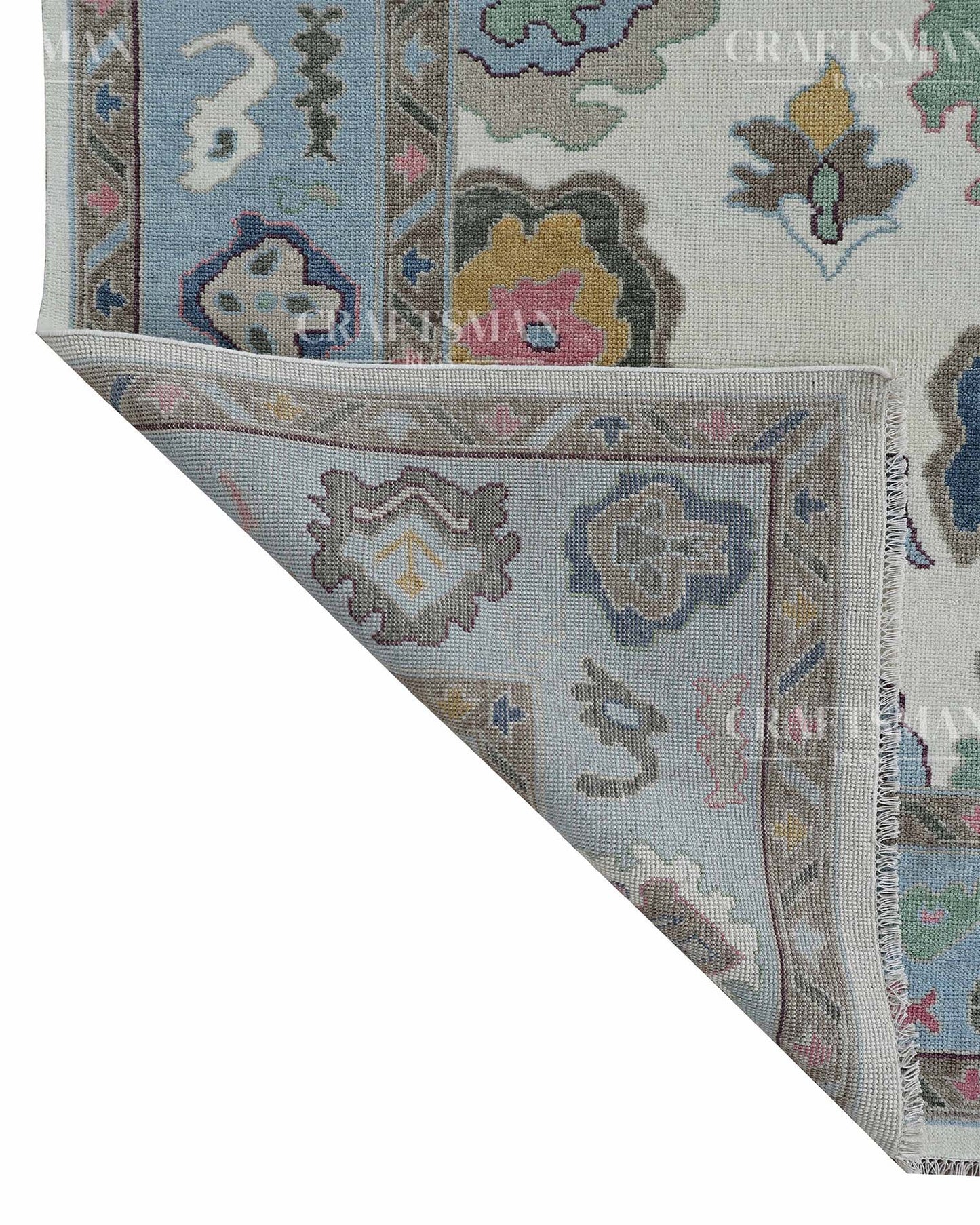 Elvra Wool Hand-Knotted Oushak-Inspired Rug