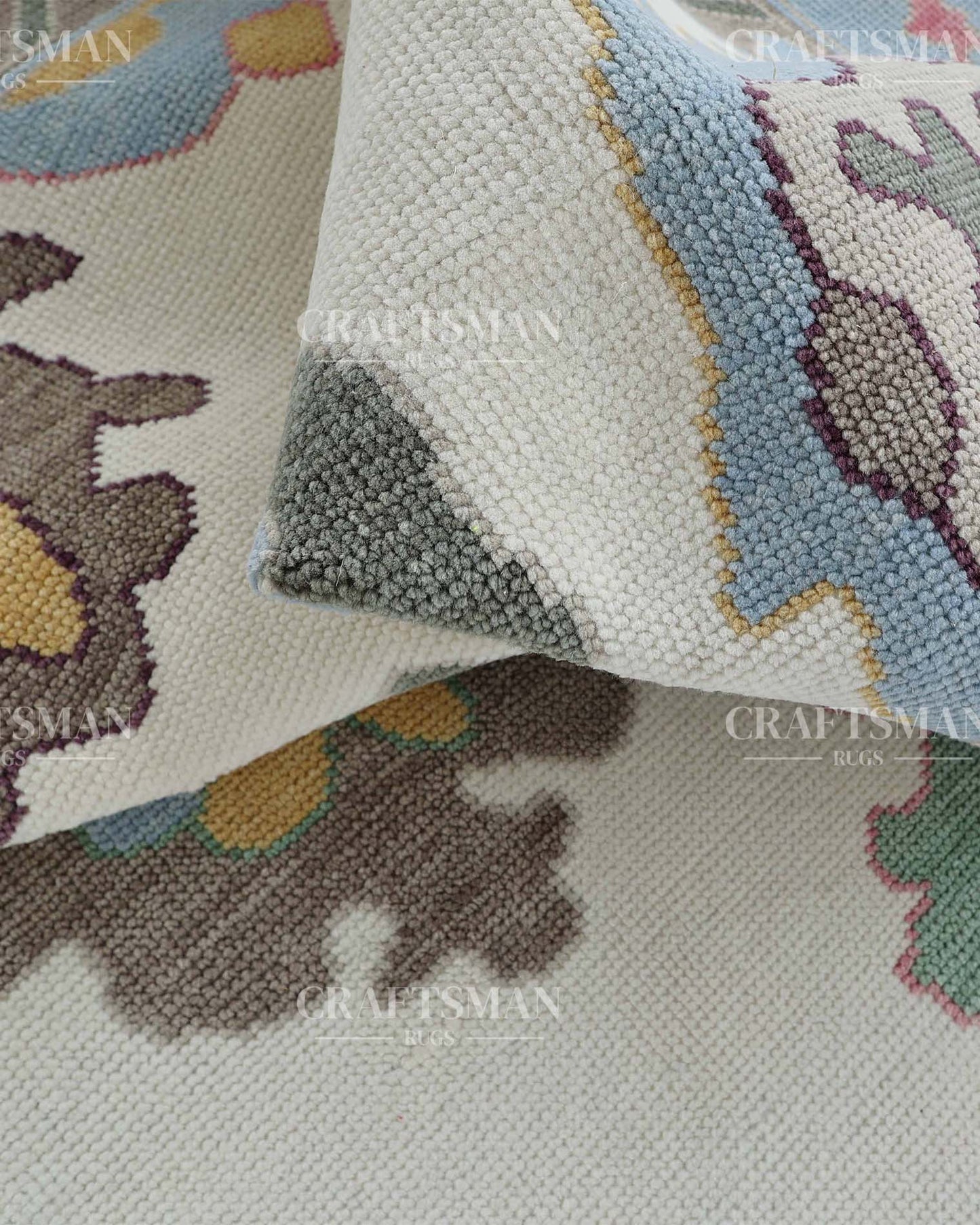 Elvra Wool Hand-Knotted Oushak-Inspired Rug