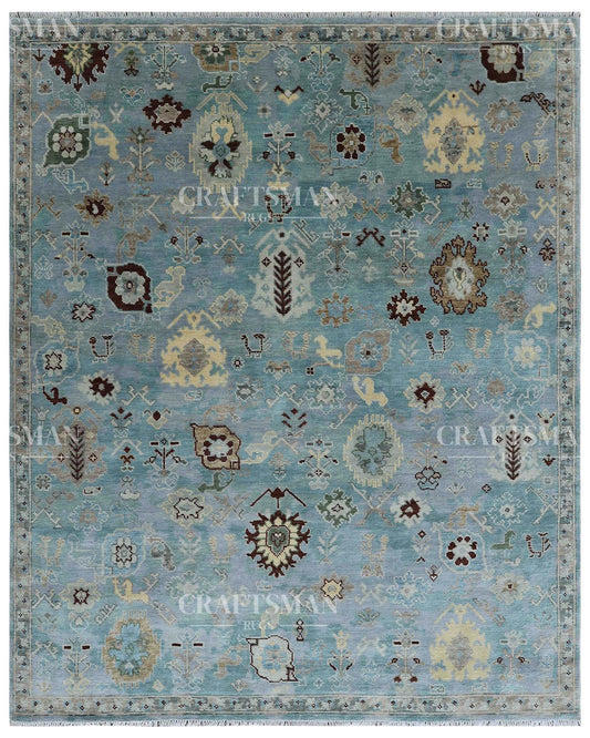 Selvar Wool Hand-Knotted Oushak-Inspired Rug