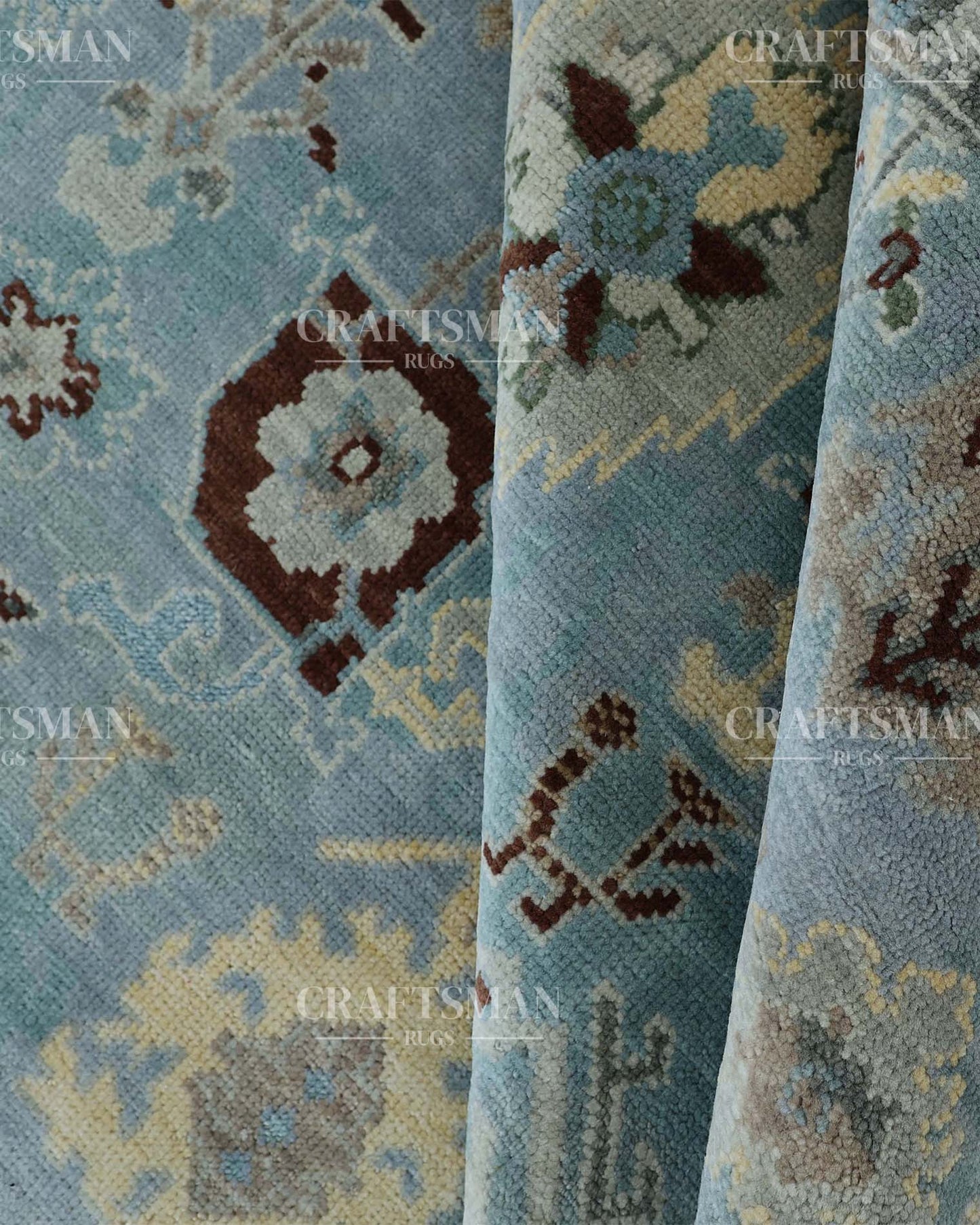 Selvar Wool Hand-Knotted Oushak-Inspired Rug