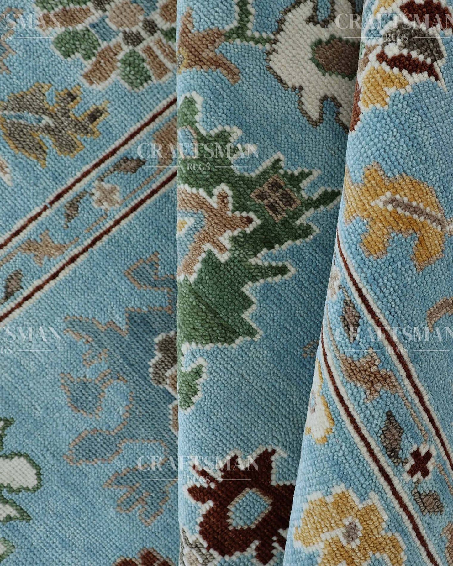 Porvin Wool Hand-Knotted Oushak-Inspired Rug