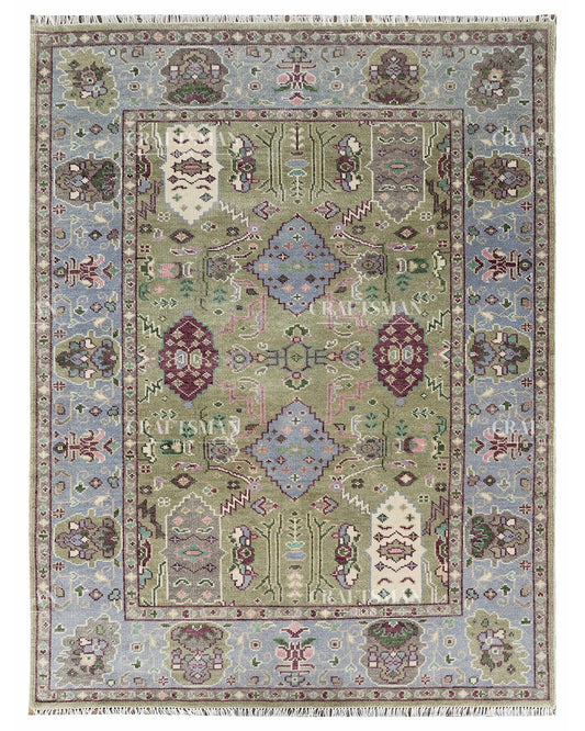 Clayra Wool Hand-Knotted Oushak-Inspired Rug