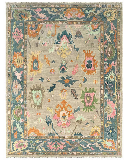 Kadrin Wool Hand-Knotted Oushak-Inspired Rug