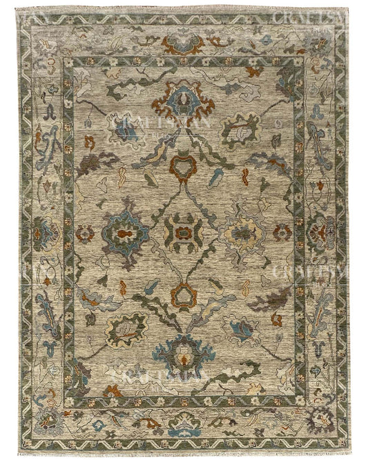 Olren Wool Hand-Knotted Oushak-Inspired Rug
