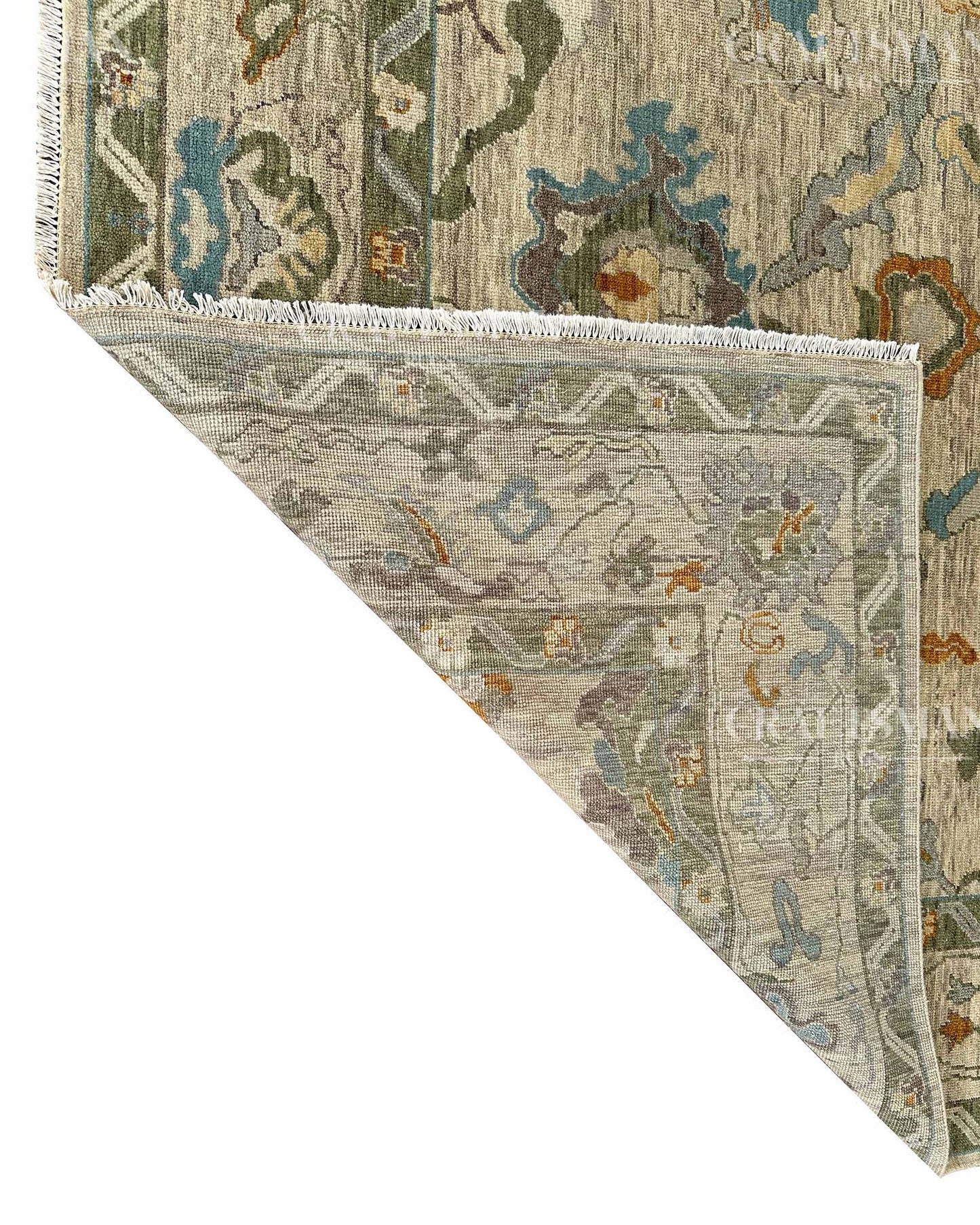 Olren Wool Hand-Knotted Oushak-Inspired Rug