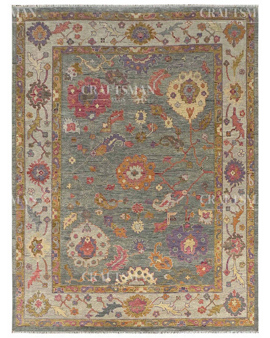 Firra Wool Hand-Knotted Oushak-Inspired Rug